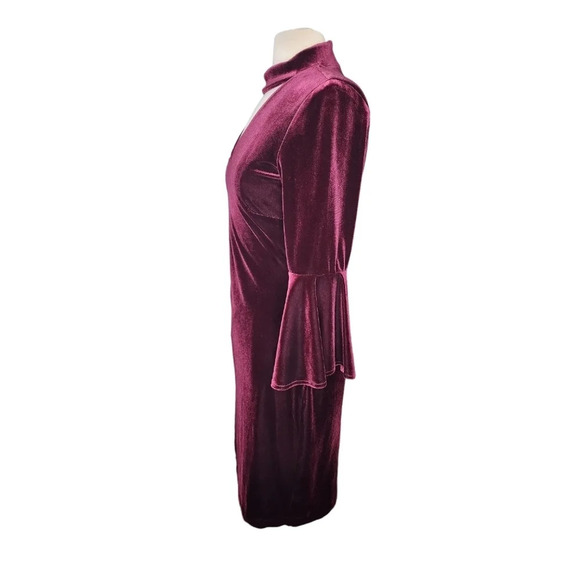 Frank Lyman Design Wine Maroon Velvety Dress Style 185238 Size 8 - Picture 5 of 14